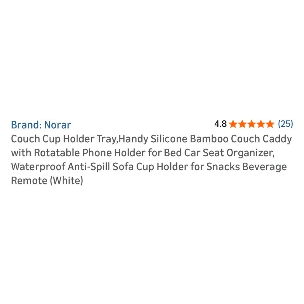White Bamboo Couch Caddy Tray Rotatable Holder Snack Drink Remote‎ Organizer